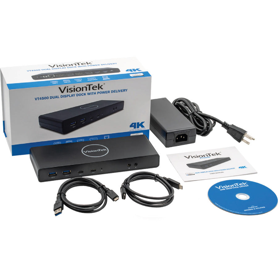 VisionTek VT4500 USB / USB-C Dual Monitor 4K Docking Station with 60W Power Delivery 901250