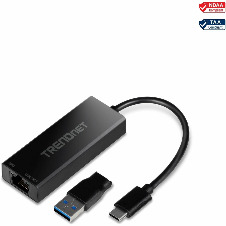TRENDnet USB-C 3.1 To 2.5GBase-T Ethernet Adapter, IEEE 802.3bz 2.5GBASE-T Compliant, Supports Up to 2.5Gbps connection Speeds, Supports 802.1p (CoS) And 802.1Q (VLAN), Black, TUC-ET2G (V2.0R) TUC-ET2G