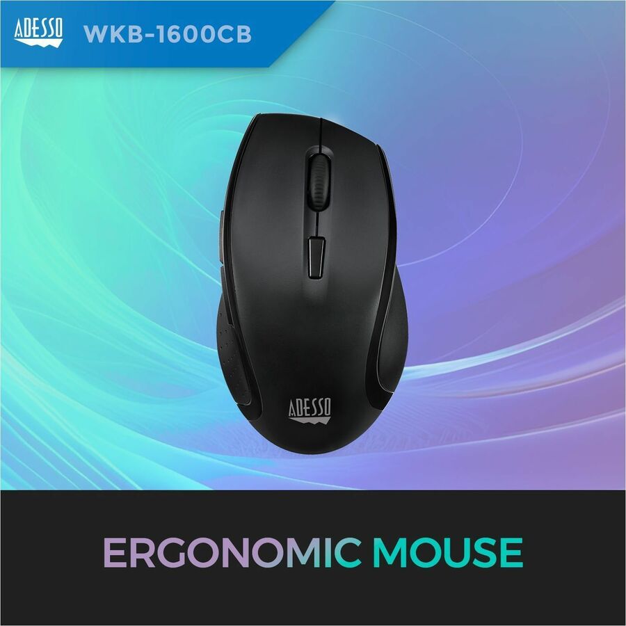 Adesso TruForm Wireless Ergonomic Keyboard And Optical Mouse WKB-1600CB