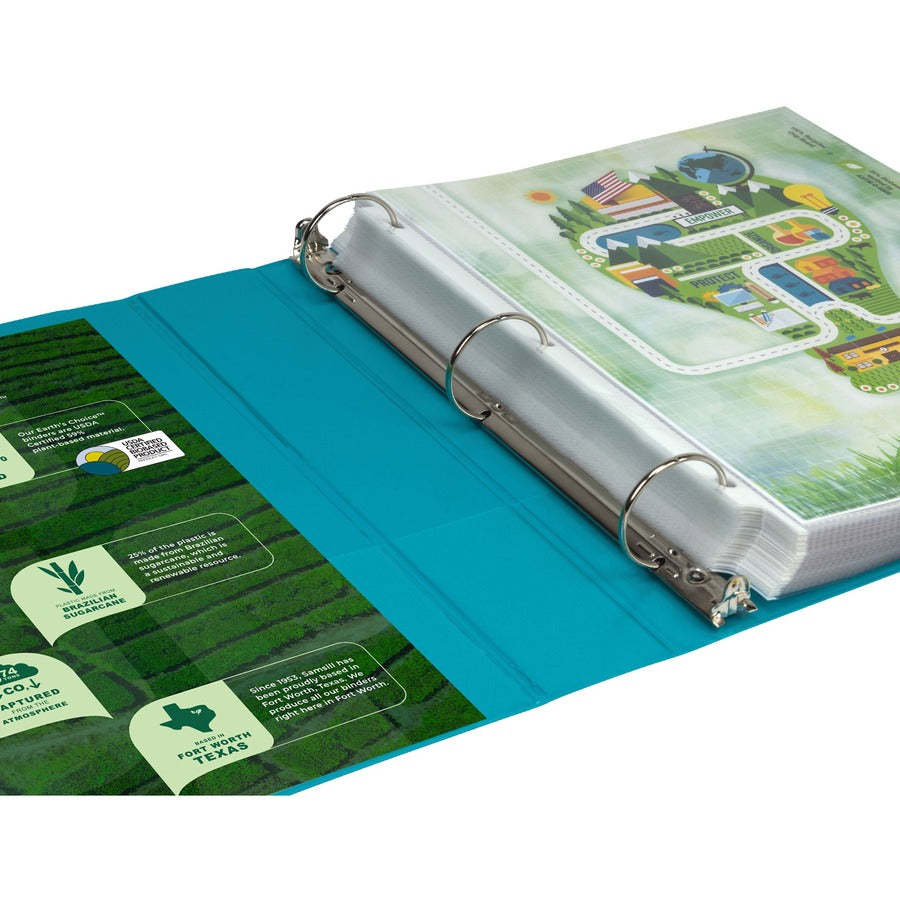 Samsill Plant-Based Durable 1.5 Inch 3 Ring Binders, Made in the USA, Fashion Clear View Binders, Up to 25% Plant-Based Plastic, Assorted, 4 Pack (MP48659) MP48659