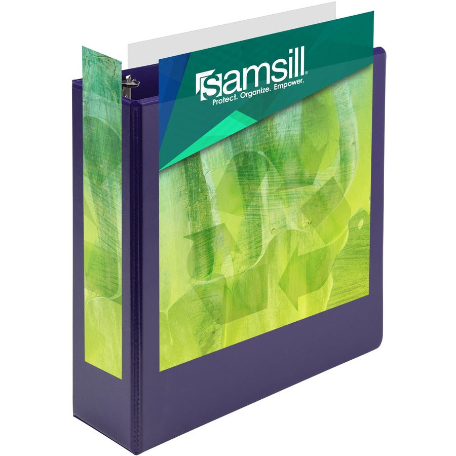 Samsill Plant-Based Durable 3 Inch 3 Ring Binders, Made in the USA, Fashion Clear View Binders, Up to 25% Plant-Based Plastic, Assorted 4 Pack (MP48689) MP48689