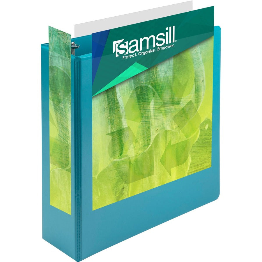 Samsill Plant-Based Durable 3 Inch 3 Ring Binders, Made in the USA, Fashion Clear View Binders, Up to 25% Plant-Based Plastic, Assorted 4 Pack (MP48689) MP48689
