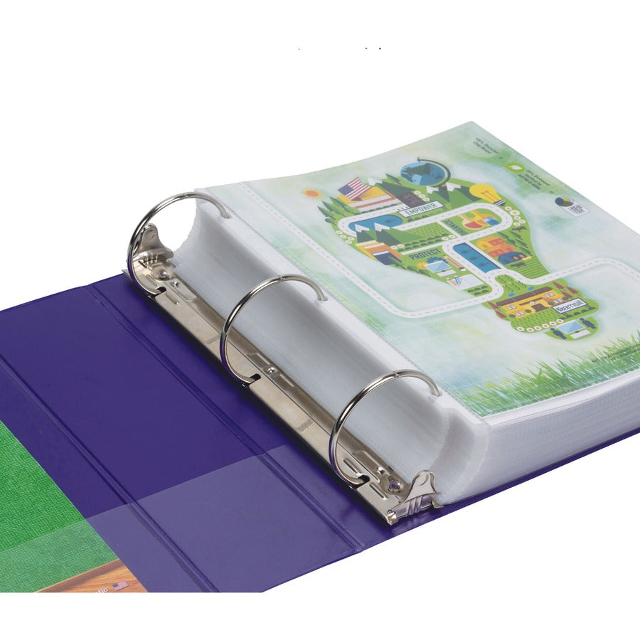 Samsill Plant-Based Durable 3 Inch 3 Ring Binders, Made in the USA, Fashion Clear View Binders, Up to 25% Plant-Based Plastic, Assorted 4 Pack (MP48689) MP48689