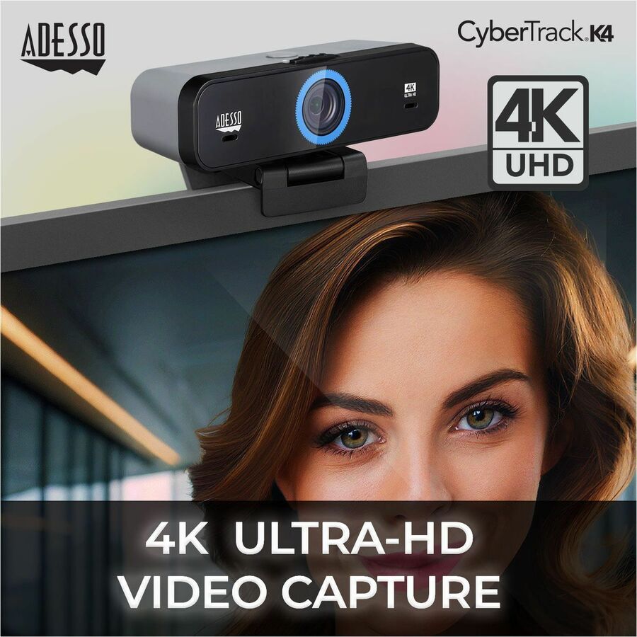 Adesso CyberTrack K4 Webcam - 8 Megapixel - 30 fps - USB 2.0 - 1 Each CyberTrack K4
