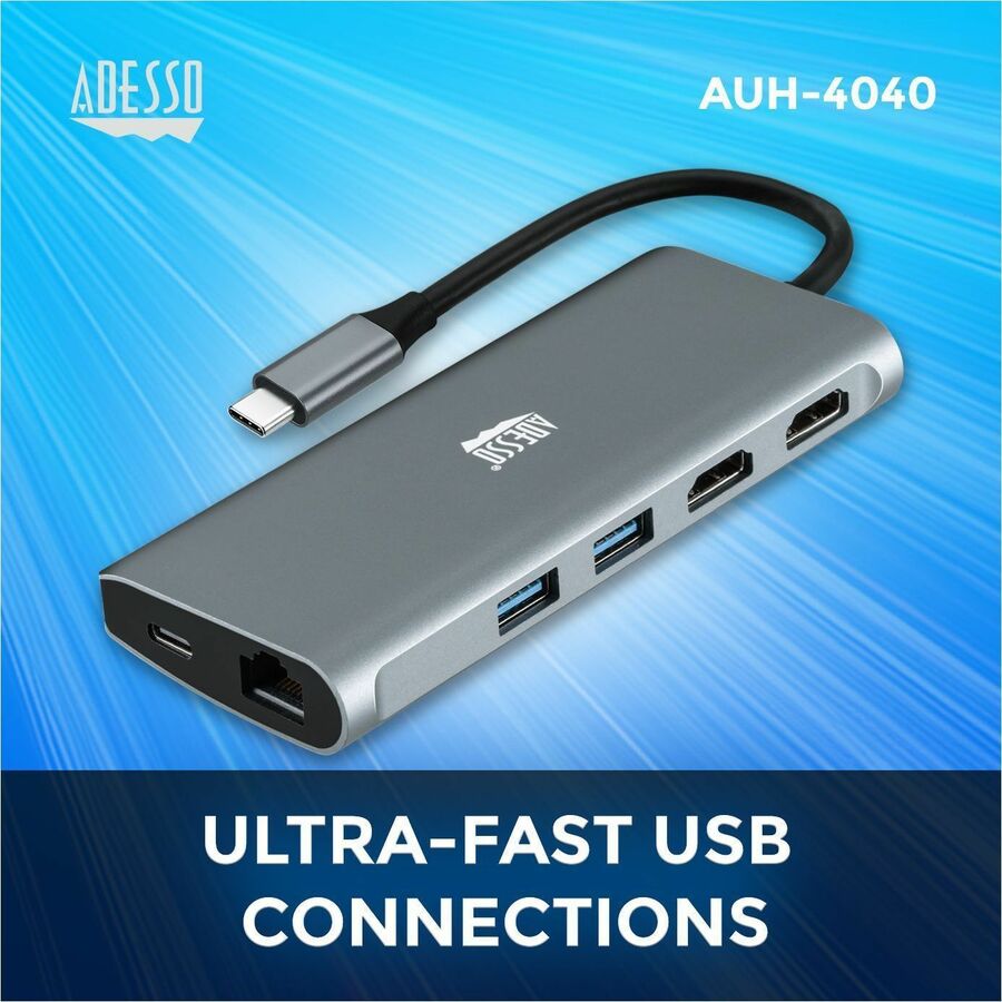 Adesso 9-in-1 USB-C Multi-Port Docking Station (TAA Compliant) AUH-4040
