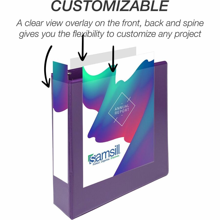 Samsill Durable 2 Inch Binder, Made in the USA, D Ring Customizable Clear View Binder, Fashion Assortment, 4 Pack, Each Holds 475Page (MP46469) MP46469