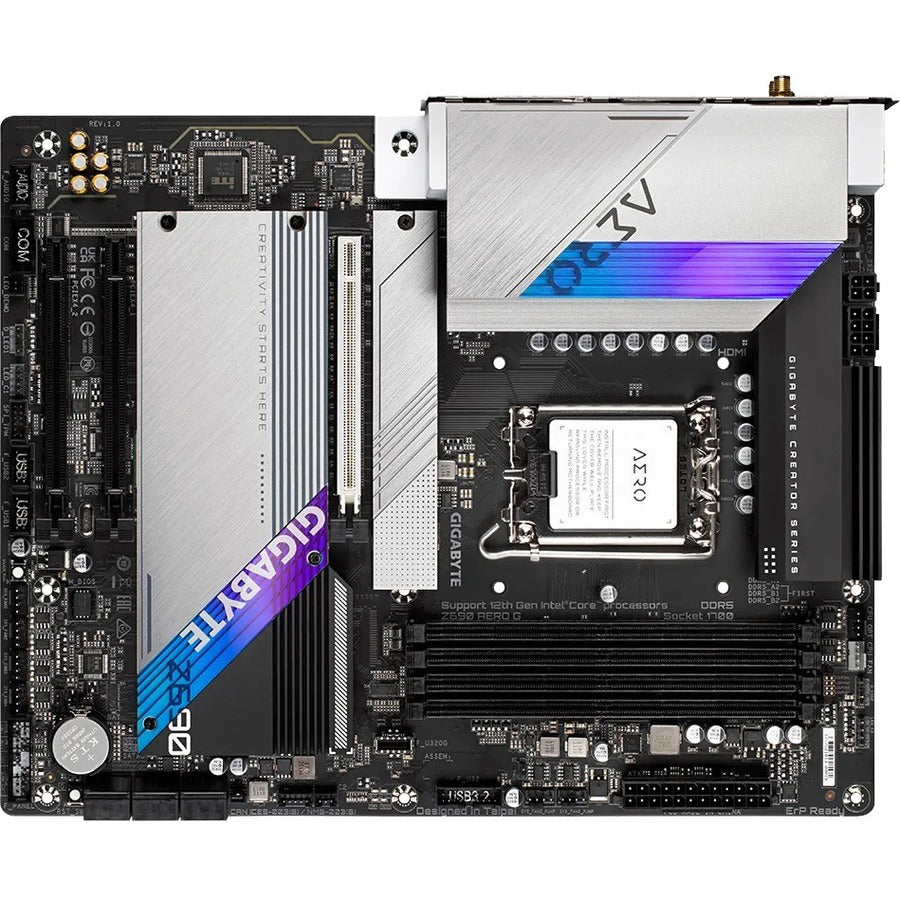Gigabyte Z690 AERO G Gaming Desktop Motherboard - Intel Z690 Chipset - Socket LGA-1700 - Intel Optane Memory Ready - ATX Z690 AERO G