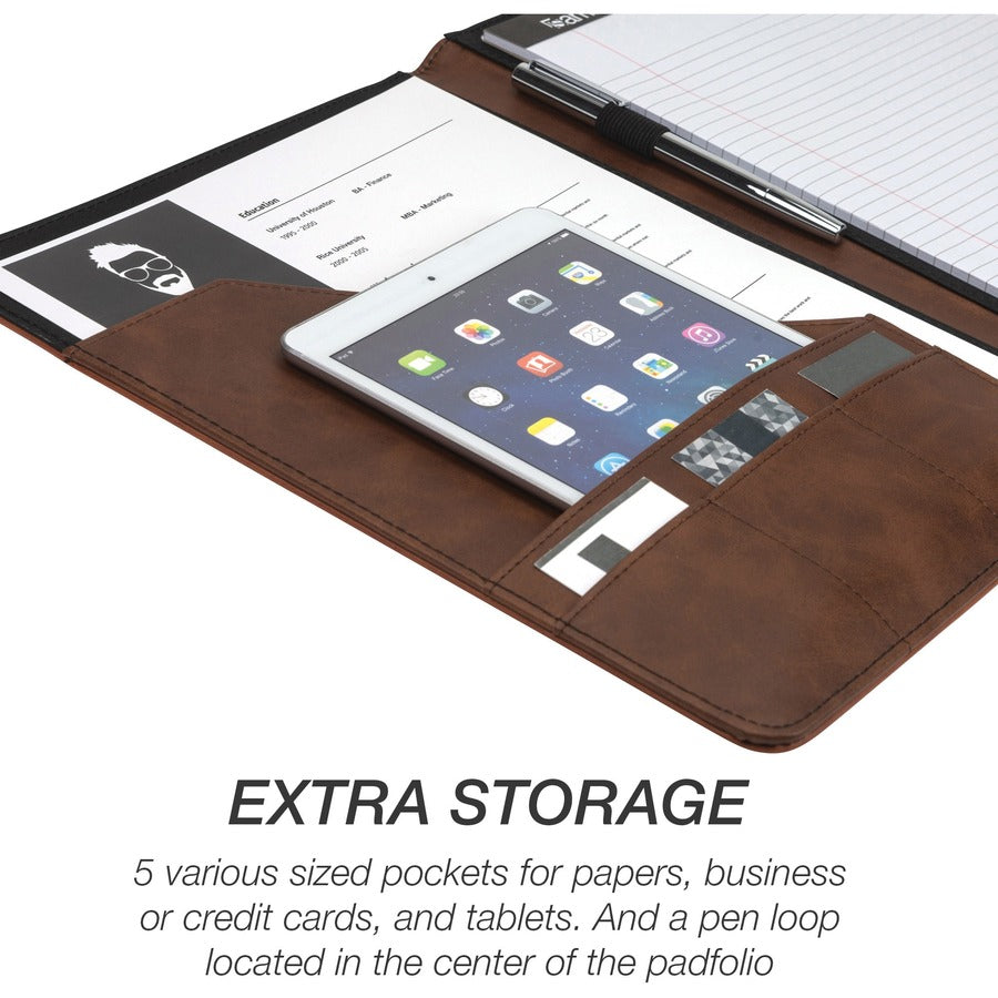 Samsill Two-Tone Padfolio, Resume Portfolio, Business Portfolio, with 8.5 x 11" Writing Pad, Brown and Dark Brown (71656) 71656
