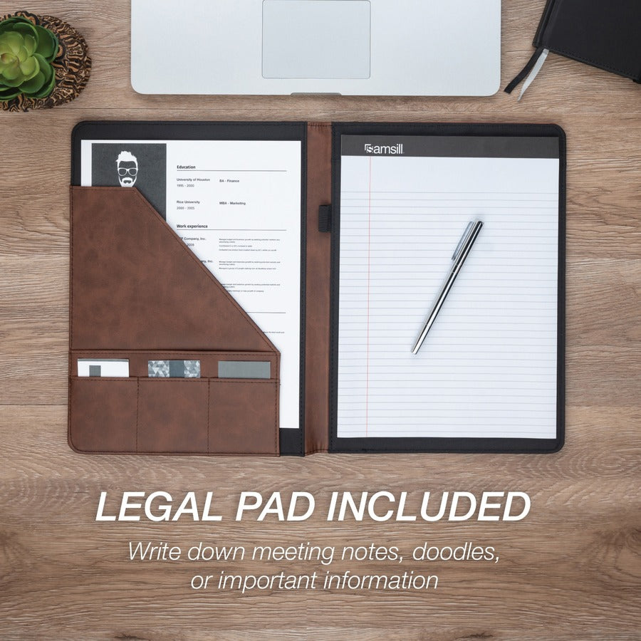 Samsill Two-Tone Padfolio, Resume Portfolio, Business Portfolio, with 8.5 x 11" Writing Pad, Brown and Dark Brown (71656) 71656