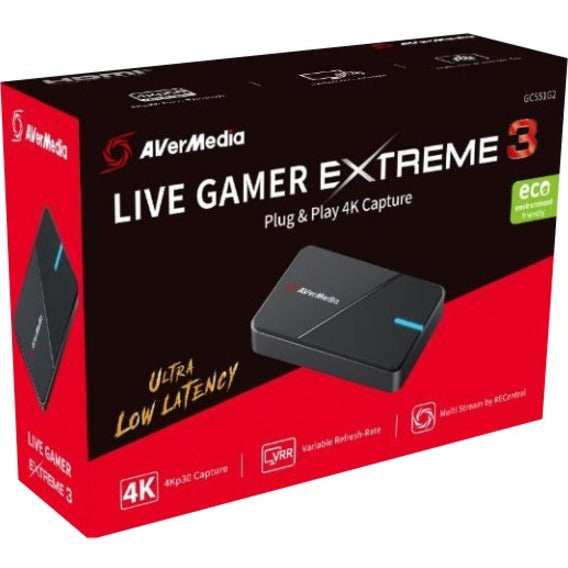 AVerMedia Live Gamer EXTREME 3 Plug and Play 4K Capture Card. TAA and NDAA Compliant GC551G2
