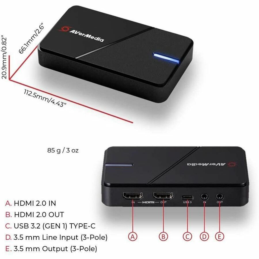 AVerMedia Live Gamer EXTREME 3 Plug and Play 4K Capture Card. TAA and NDAA Compliant GC551G2