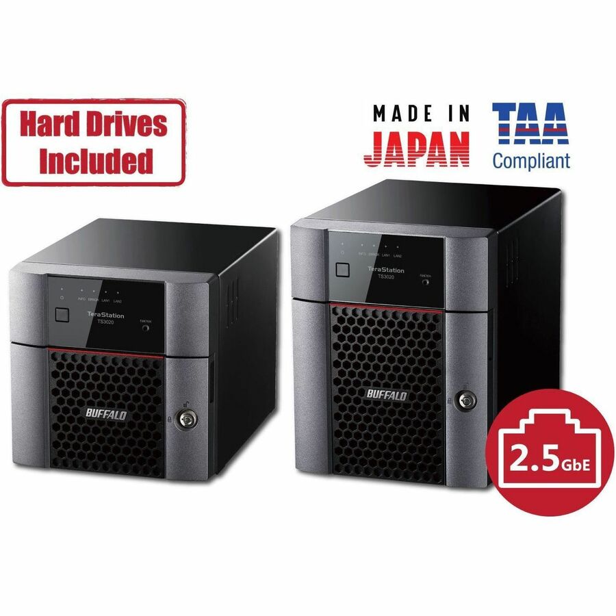 BUFFALO TeraStation 3220DN 2-Bay Desktop NAS 16TB (2x8TB) with HDD NAS Hard Drives Included 2.5GBE / Computer Network Attached Storage / Private Cloud / NAS Storage/ Network Storage / File Server TS3220DN1602