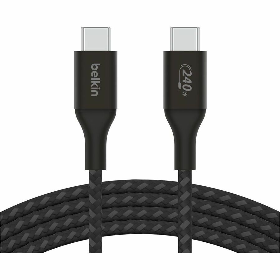 Belkin 240W USB-C to USB-C Cable - 480 Mbps - Nylon, Braided - M/M - 2m/6.6ft - Black CAB015bt2MBK