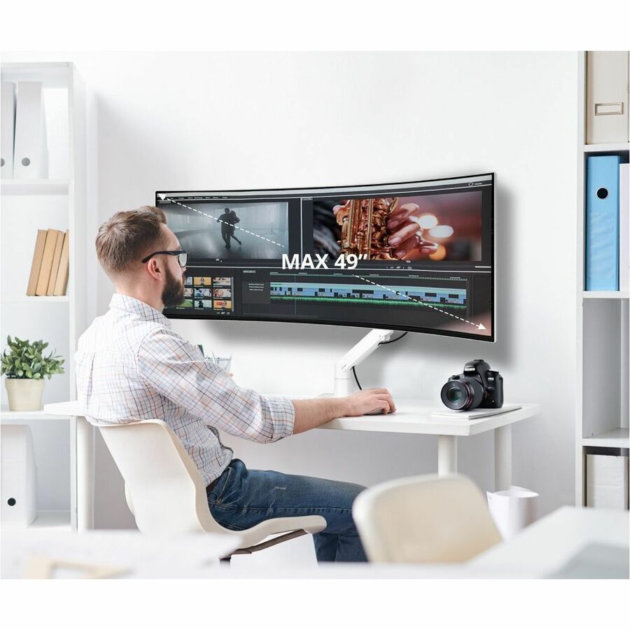 SIIG Single Heavy Duty 34"- 49" Monitor Arm with Easy Top Mounting - Weight Between 22 to 44 lbs CE-MT3S11-S1