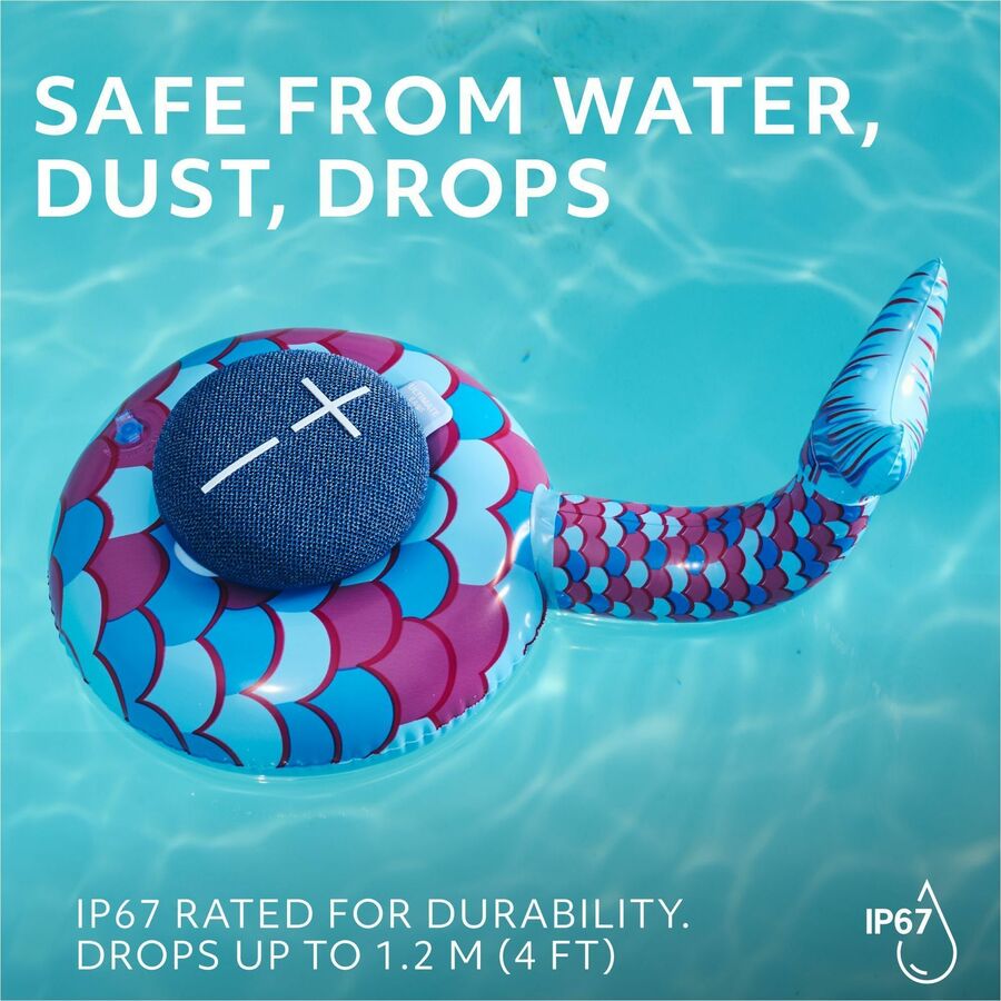 ULTIMATE EARS MINIROLL Ultra-Portable Waterproof Bluetooth Speaker, Big Bass, IP67 Dustproof, 131 ft (40 m) Range - Majestic Blue 984-002020