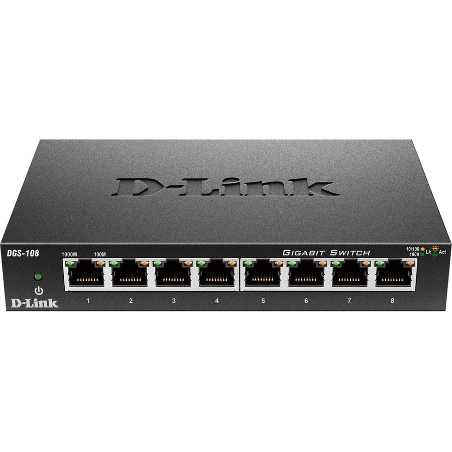 D-Link DGS-108 8 Port Gigabit Unmanaged Metal Desktop Switch DGS-108
