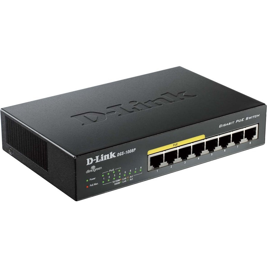 D-Link DGS-1008P 8-Port Gigabit Metal Desktop Switch with 4 PoE Ports DGS-1008P
