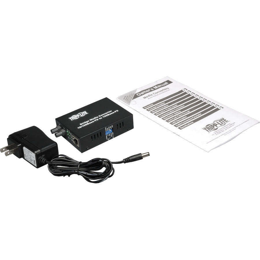 Tripp Lite by Eaton Multimode Fiber to Ethernet Media Converter, 10/100BaseT to 100BaseFX-ST, 2km, 1310nm N784-001-ST