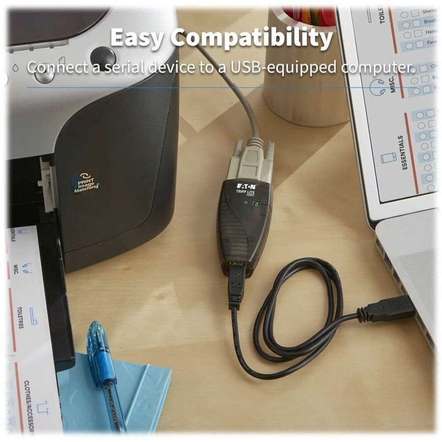 Eaton Tripp Lite Series Keyspan USB to Serial Adapter - USB-A Male to DB9 RS232 Male, 3 ft. (0.91 m), TAA USA-19HS