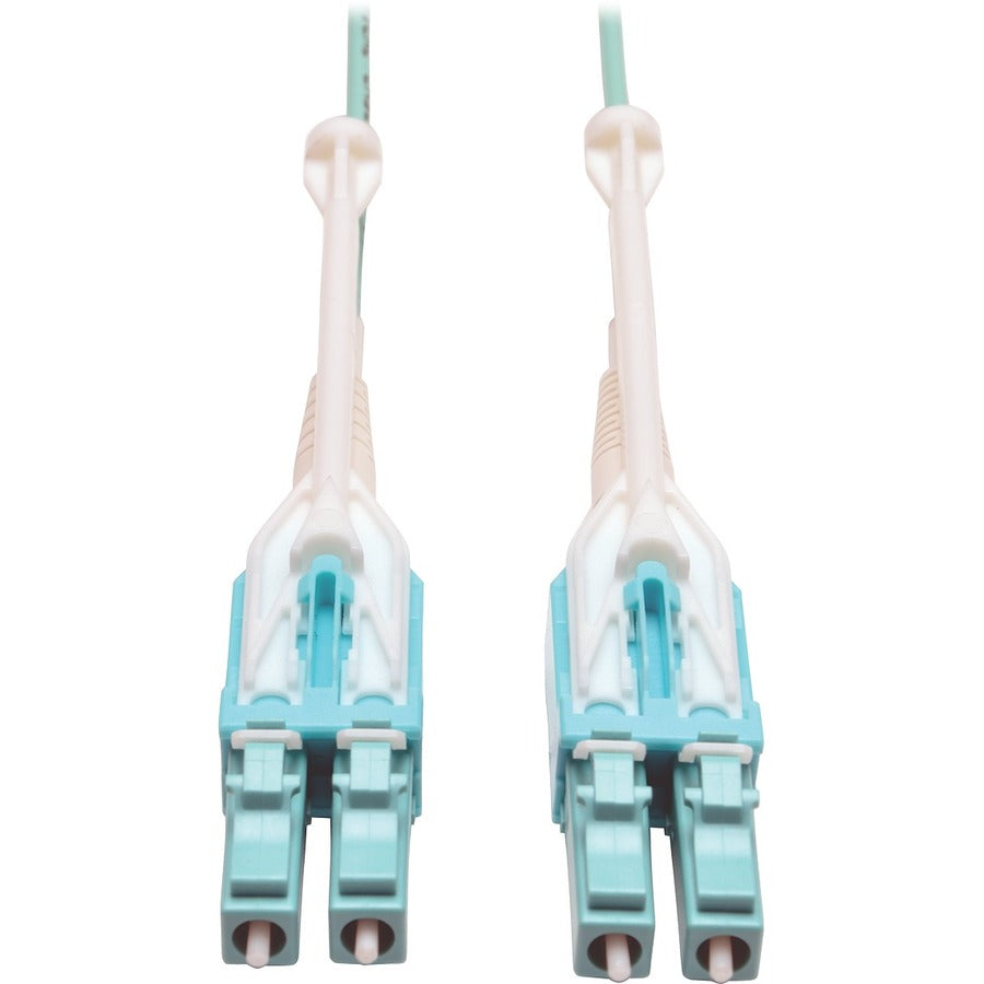 Eaton Tripp Lite Series 10Gb/40Gb/100Gb Duplex Multimode 50/125 OM3 LSZH Fiber Patch Cable with Push/Pull Tab Connectors (LC/LC), Aqua, 1M (3.3 ft.) N820-01M-T