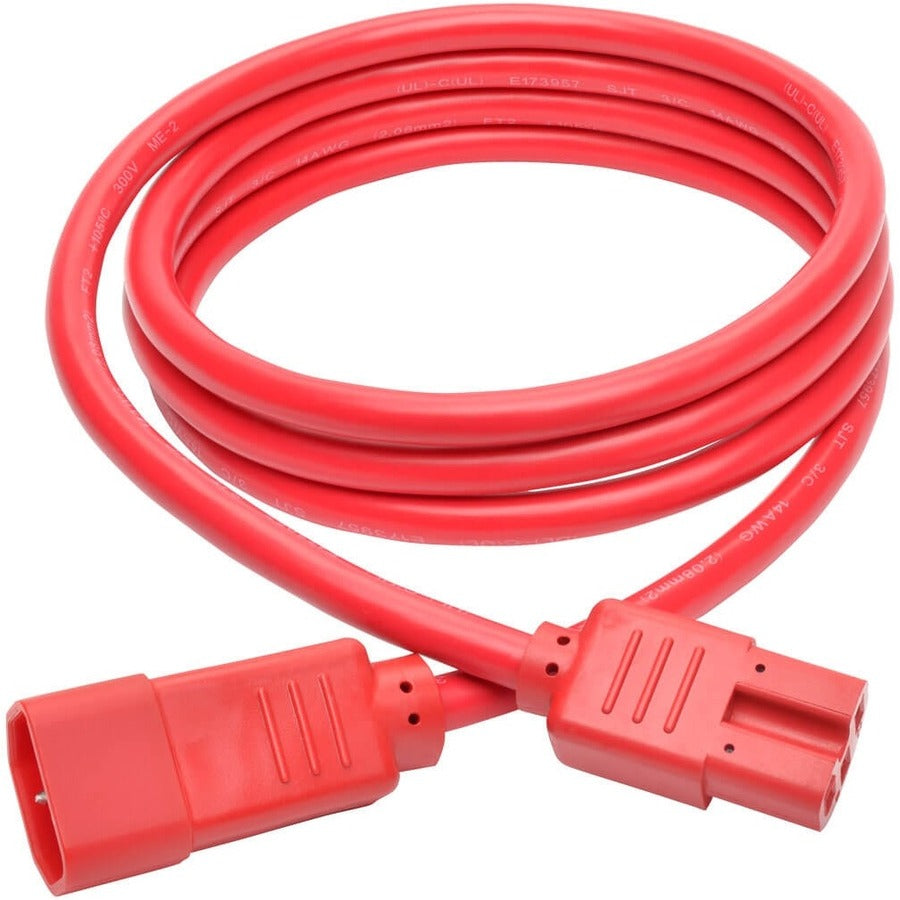 Eaton Tripp Lite Series Power Cord C14 to C15 - Heavy-Duty, 15A, 250V, 14 AWG, 6 ft. (1.83 m), Red P018-006-ARD