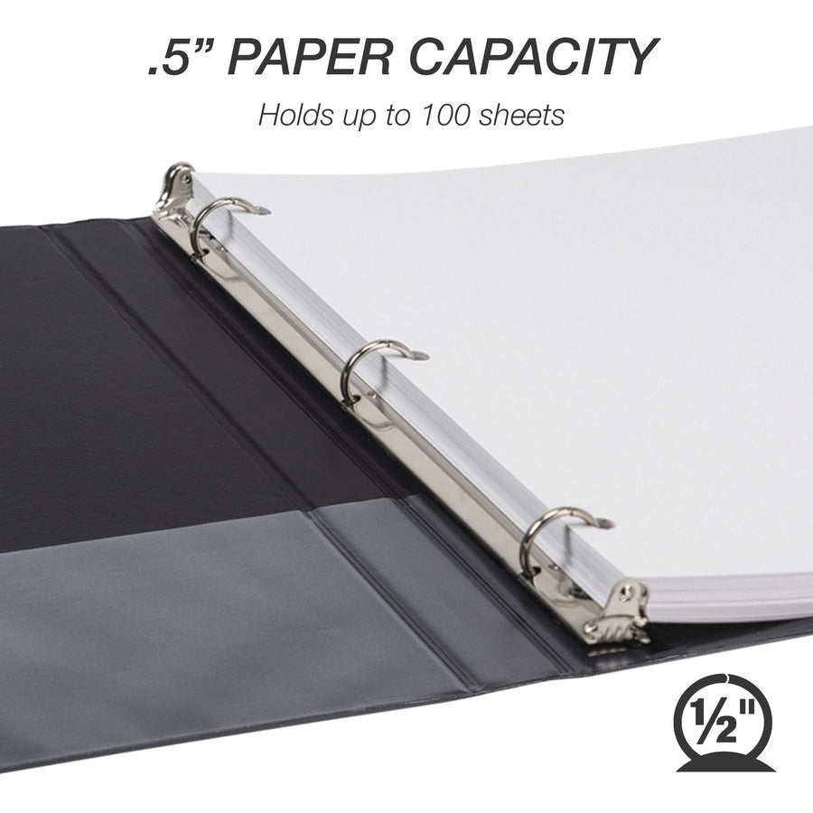 Samsill Economy 0.5 Inch 3 Ring Binder, Made in the USA, Round Ring Binder, Non-Stick Customizable Cover, Black, 12 Pack (I08510C) I08510C