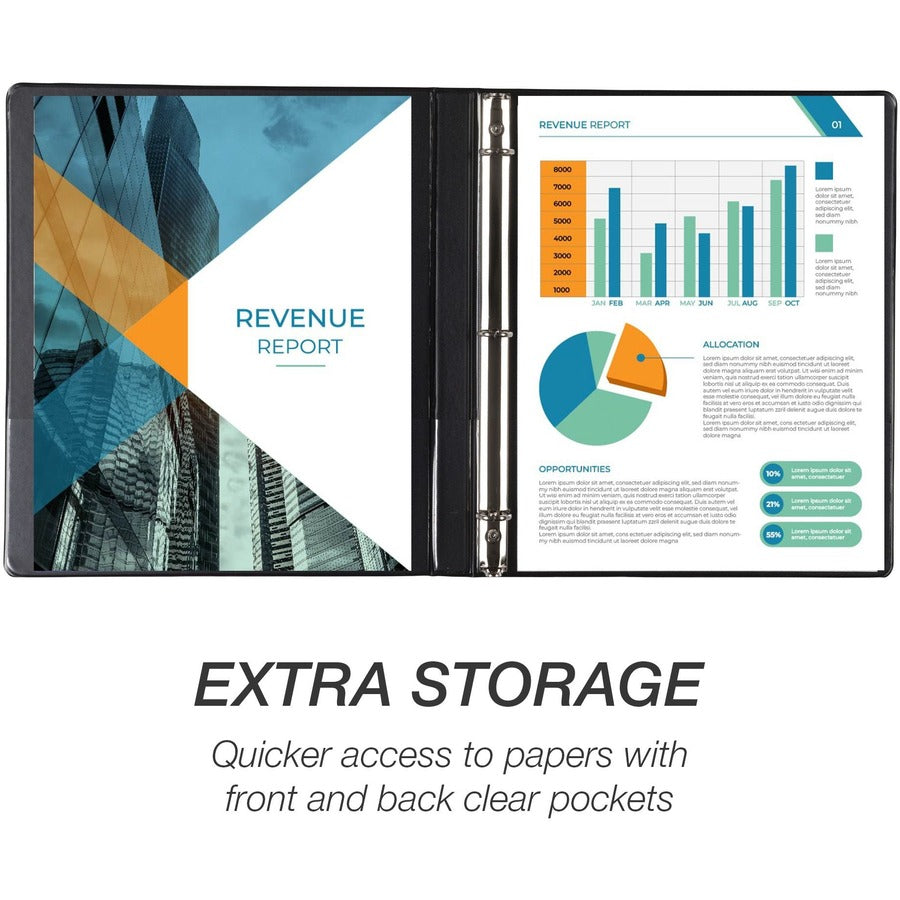 Samsill Economy 0.5 Inch 3 Ring Binder, Made in the USA, Round Ring Binder, Non-Stick Customizable Cover, Black, 12 Pack (I08510C) I08510C