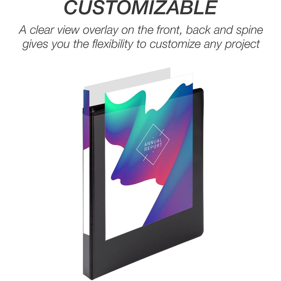 Samsill Economy 0.5 Inch 3 Ring Binder, Made in the USA, Round Ring Binder, Non-Stick Customizable Cover, Black, 12 Pack (I08510C) I08510C