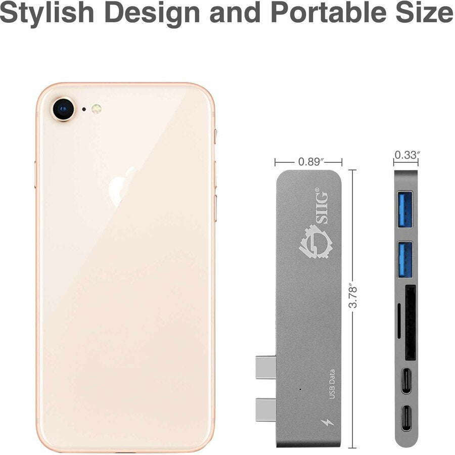 SIIG Thunderbolt 3 USB-C Hub with Card Reader & PD Adapter - Space Gray JU-TB0312-S1