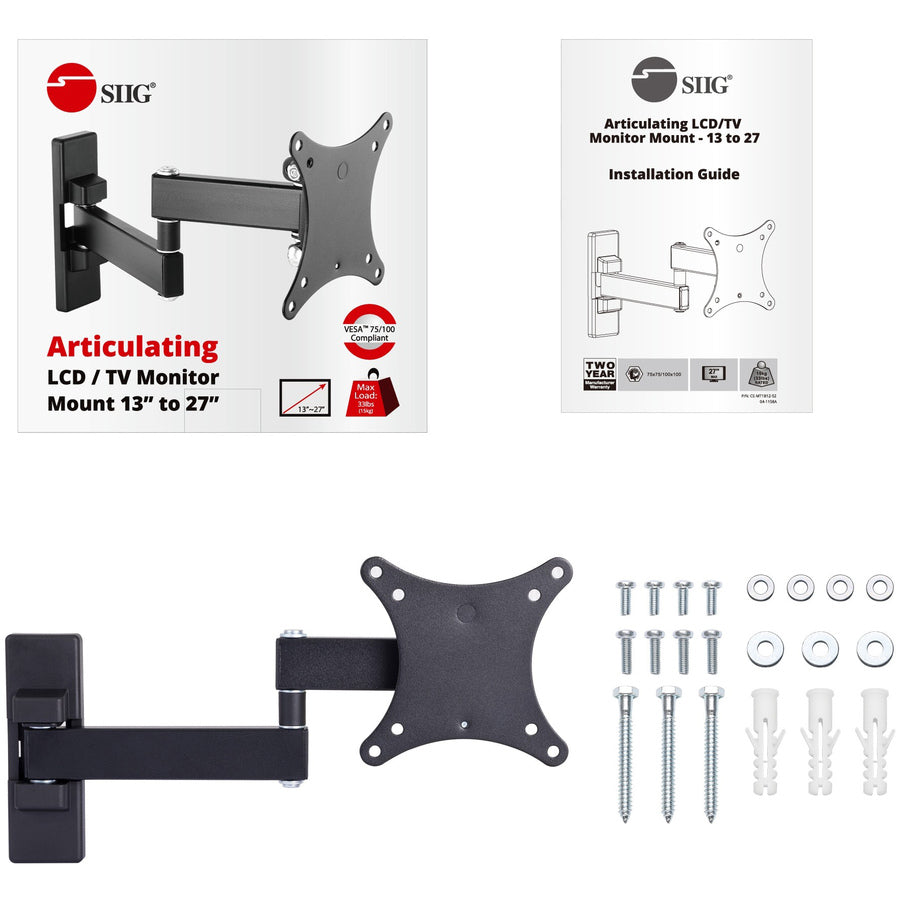 SIIG Articulating Full Motion LCD / TV Monitor Mount - 13" to 27" CE-MT1B12-S2