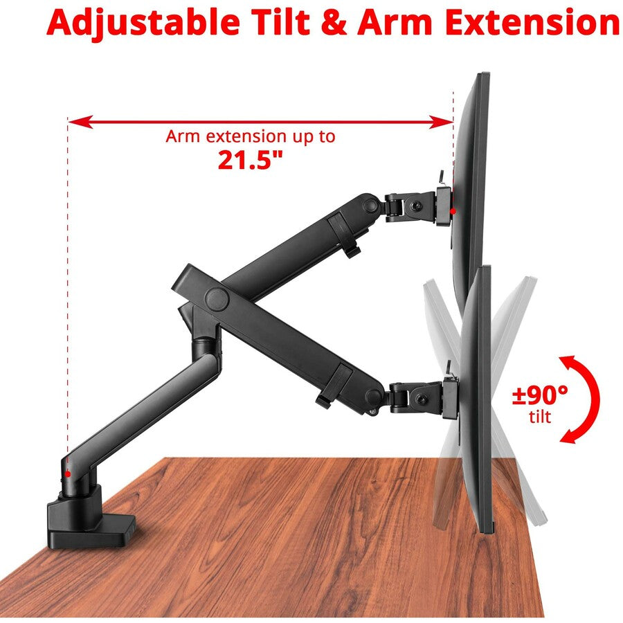 SIIG Aluminum Mechanical Spring Dual Monitor Mount - 17" to 32 - 17.6 lbs - Top Mounting CE-MT2U12-S1