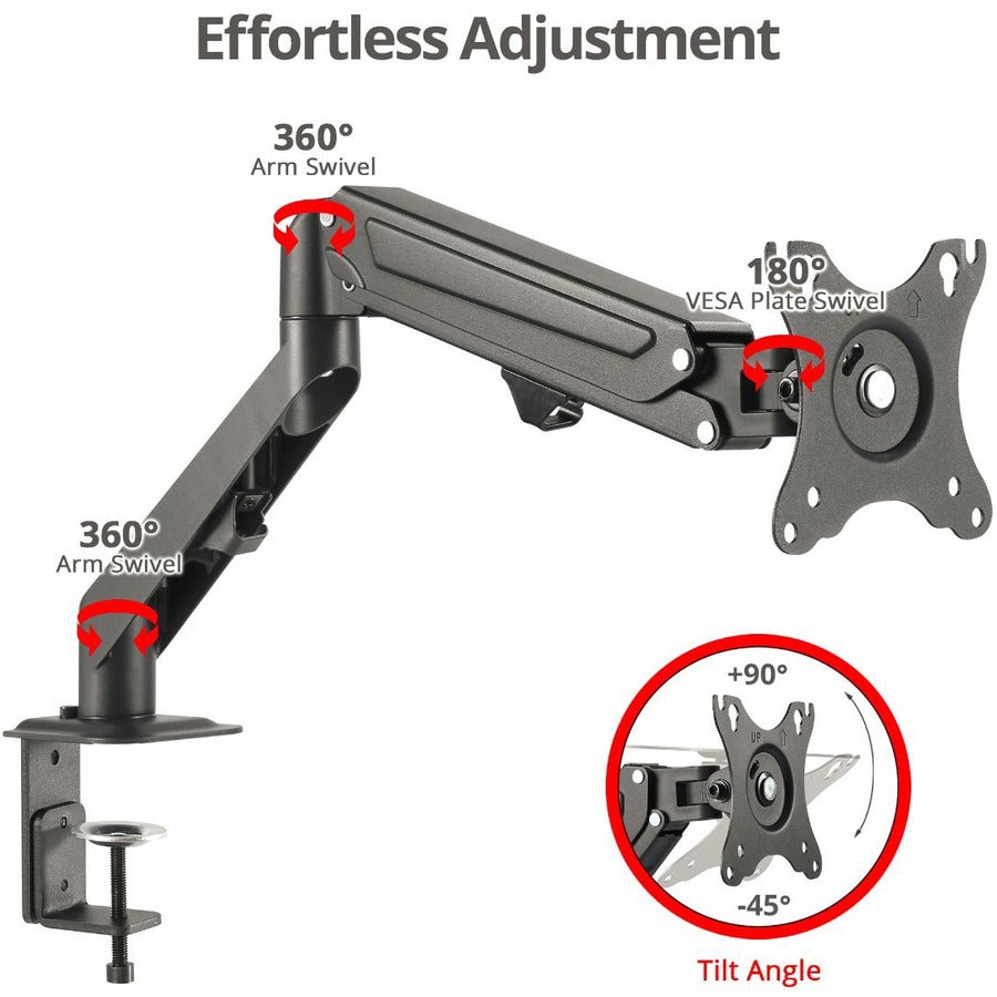 SIIG Single Gas Spring C-Clamp Monitor Desk Mount - 17" to 27" CE-MT3311-S1