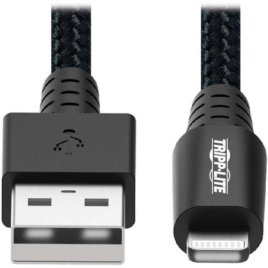 Eaton Tripp Lite Series Heavy-Duty USB-A to Lightning Sync/Charge Cable, UHMWPE and Aramid Fibers, MFi Certified - 1 ft. (0.31 m) M100-001-GY-MAX