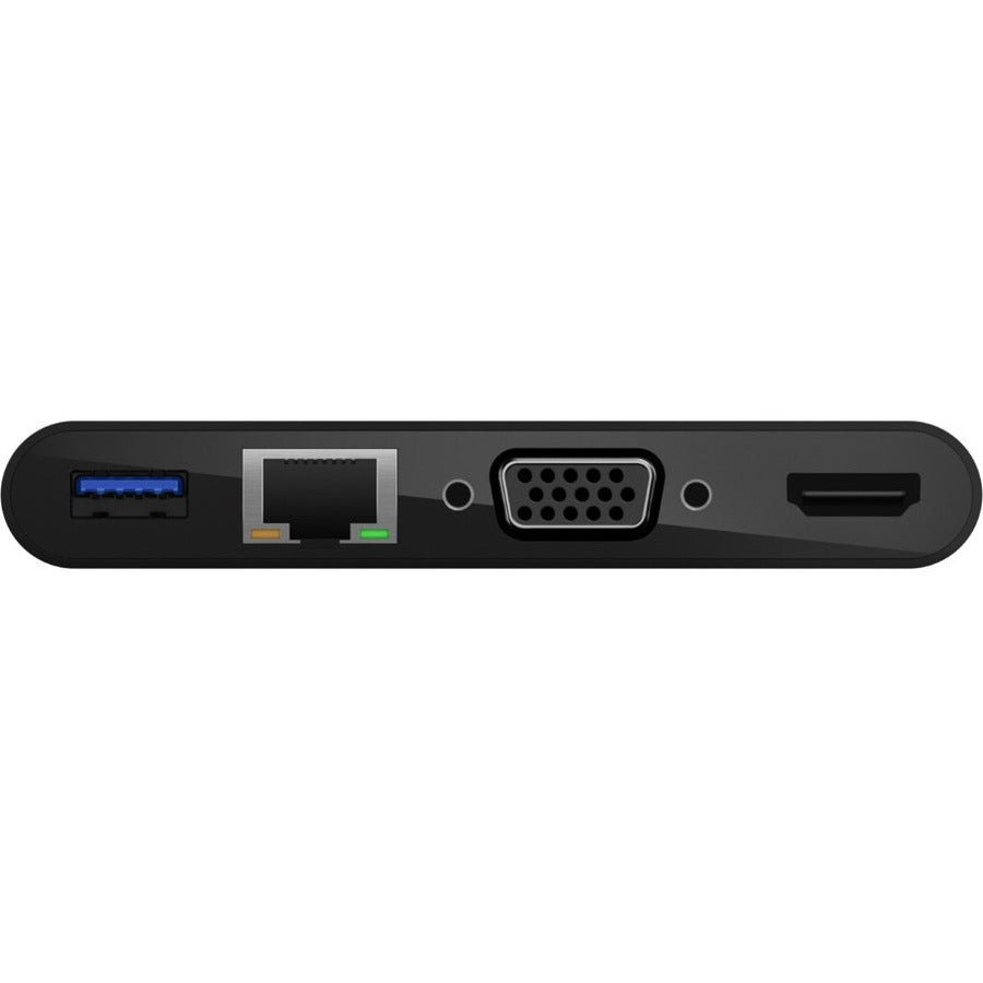 Belkin USB-C Multiport Adapter, USB-C to HDMI - USB A 3.0 - VGA - Ethernet, up 4k Resolution AVC005BK-BL