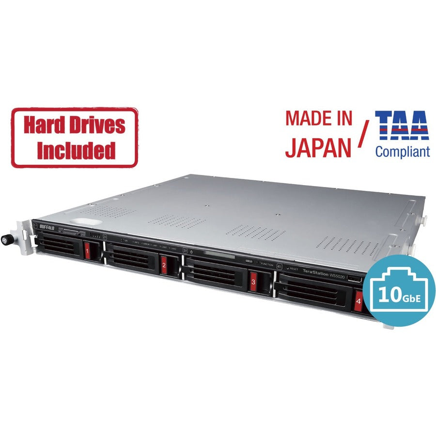 BUFFALO TeraStation WS5420 4-Bay Rackmount Windows Server IoT 2019 NAS 32TB Hard Drives Included WS5420RN32S9