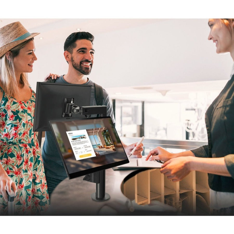 SIIG Dual Arm Pole Multi-Angle Replaceable Articulating Monitor Desk Mount - 14" to 30" - Max Load 17.6lbs each - Expandable Slide Rails Design - up to 4 monitors CE-MT3E11-S1