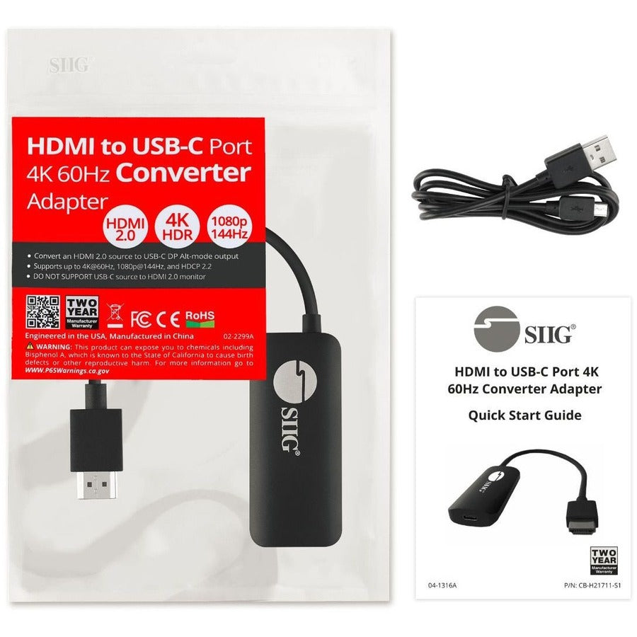 SIIG HDMI to USB-C Port 4K 60Hz Converter Adapter CB-H21711-S1