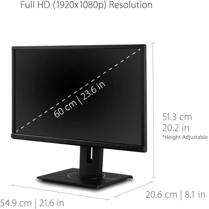 ViewSonic VG2440 24 Inch IPS 1080p Ergonomic Monitor with HDMI, DisplayPort, VGA, USB Inputs for Home and Office VG2440