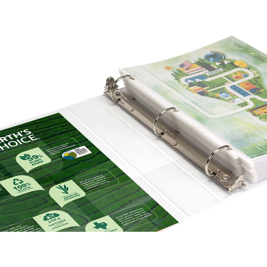 Samsill Plant-Based Durable 1.5 Inch 3 Ring Binders, Made in the USA, Fashion Clear View Binders, Up to 25% Plant-Based Plastic, Assorted, 4 Pack (MP46959) MP46959