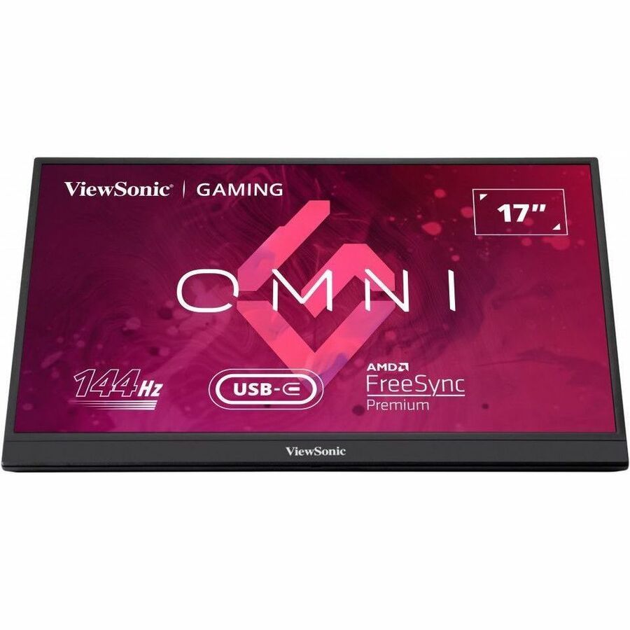 ViewSonic VX1755 17 Inch 1080p Portable IPS Gaming Monitor with 144Hz, AMD FreeSync Premium, 2 Way Powered 60W USB C, Mini HDMI, and Built in Stand with Smart Cover for Home and Esports VX1755