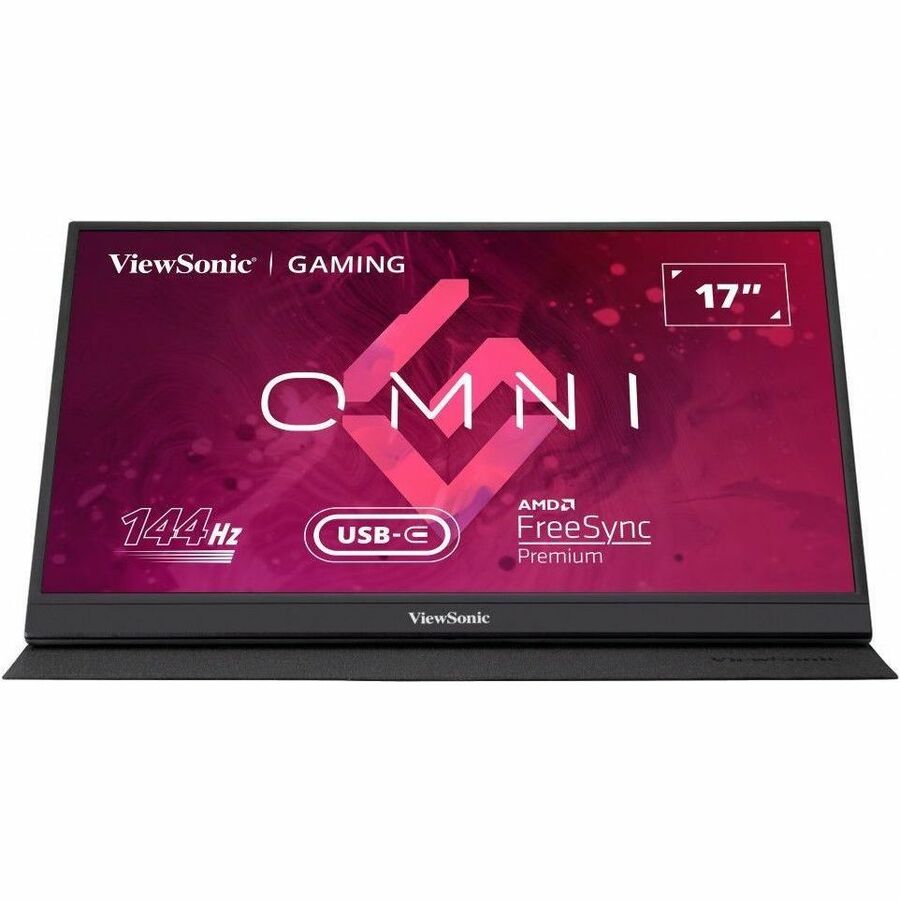 ViewSonic VX1755 17 Inch 1080p Portable IPS Gaming Monitor with 144Hz, AMD FreeSync Premium, 2 Way Powered 60W USB C, Mini HDMI, and Built in Stand with Smart Cover for Home and Esports VX1755