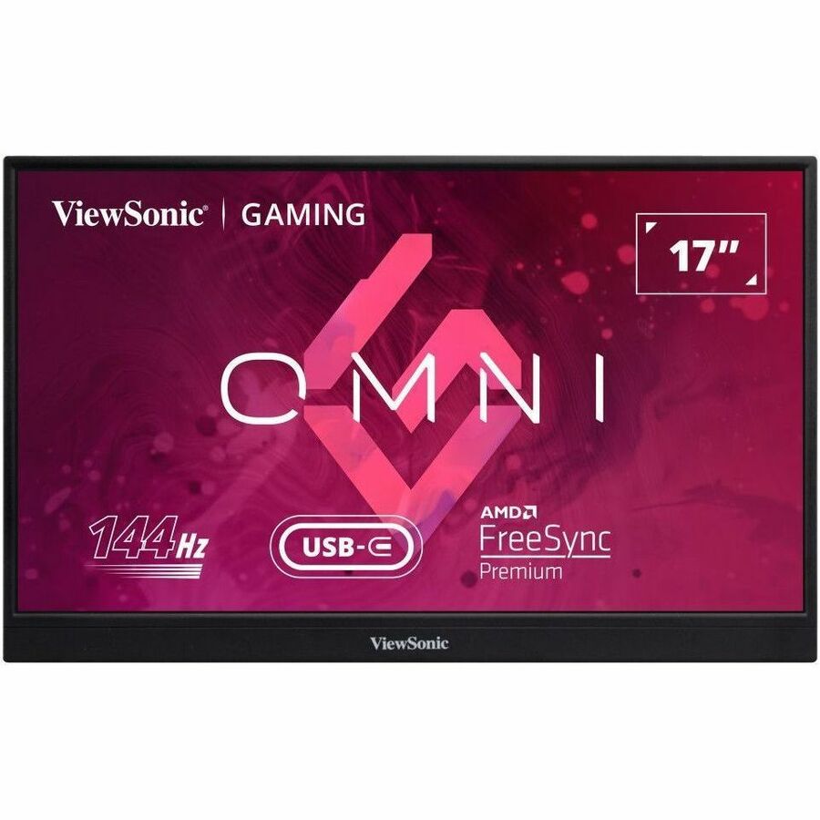 ViewSonic VX1755 17 Inch 1080p Portable IPS Gaming Monitor with 144Hz, AMD FreeSync Premium, 2 Way Powered 60W USB C, Mini HDMI, and Built in Stand with Smart Cover for Home and Esports VX1755