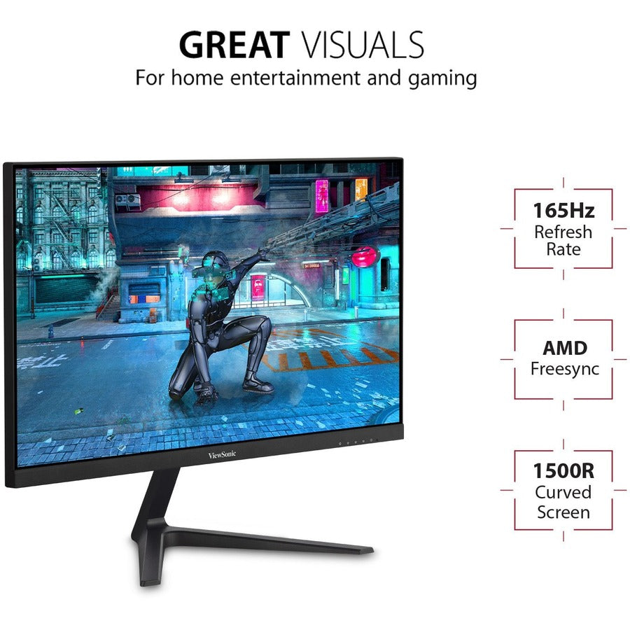 ViewSonic VX2418C 24 Inch 1080p 1ms 180Hz Curved Gaming Monitor with FreeSync Premium, Eye Care, HDMI and DisplayPort VX2418C