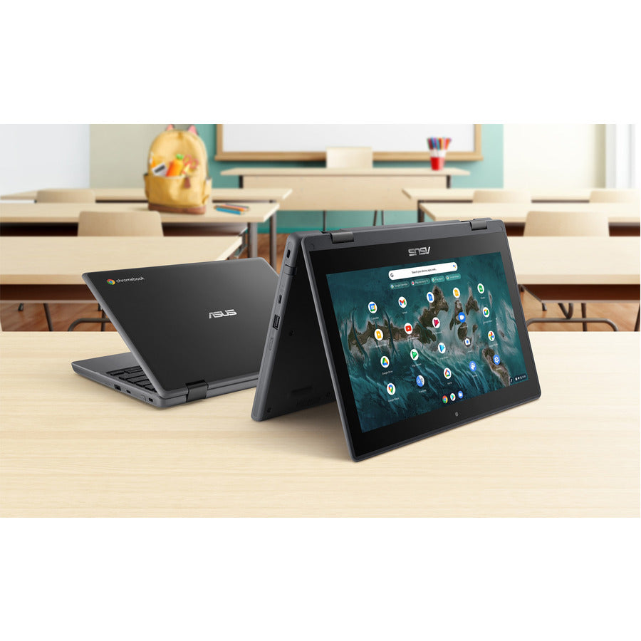 Asus Chromebook Flip CR1 CR1100FKA-YZ182T 11.6" Touchscreen Rugged Convertible 2 in 1 Chromebook - HD - Intel Celeron N5100 - 8 GB - 32 GB Flash Memory - Dark Gray CR1100FKA-YZ182T