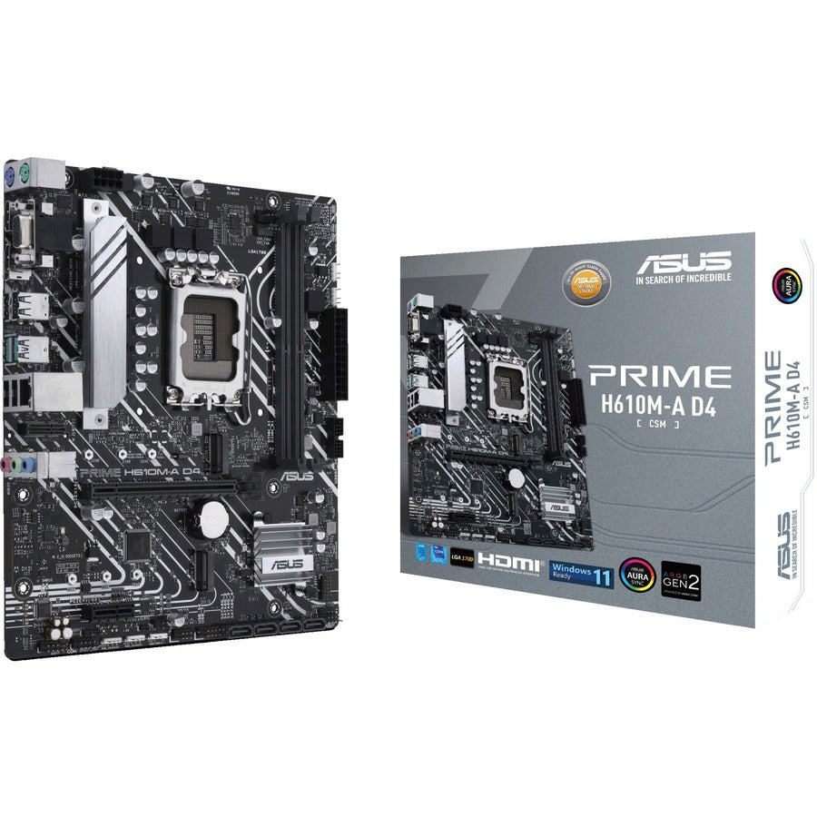 Asus Prime H610M-A D4-CSM Desktop Motherboard - Intel H610 Chipset - Socket LGA-1700 - Micro ATX PRIME H610M-A D4-CSM