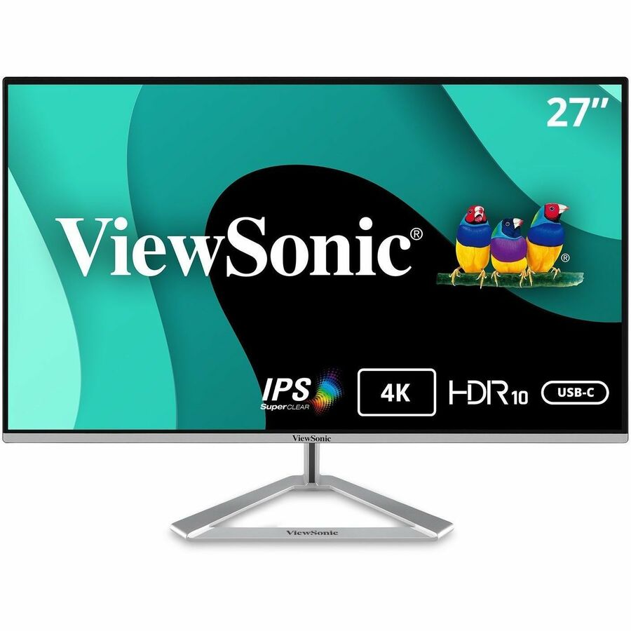 ViewSonic VX2776-4K-MHDU 27 Inch 4K UHD IPS Monitor, 65W USB C, HDR10 Content Support, Thin Bezels, HDMI and DisplayPort VX2776-4K-MHDU
