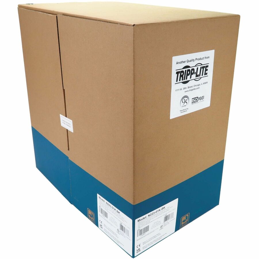 Eaton Tripp Lite Series Cat6a 10G Solid Core UTP Bulk Ethernet Cable, CMR Rated, Black, 1000 ft. (305 m) N223-01K-BK