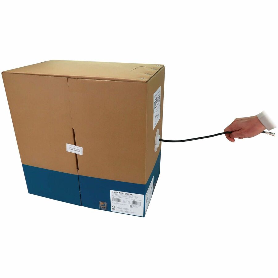 Eaton Tripp Lite Series Cat6a 10G Solid Core UTP Bulk Ethernet Cable, CMR Rated, Black, 1000 ft. (305 m) N223-01K-BK