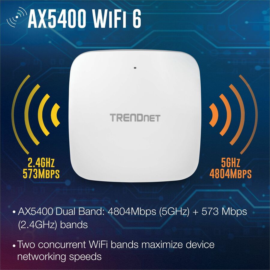 TRENDnet TEW-925DAP Dual Band IEEE 802.11 a/b/g/n/ac/ax 5.27 Gbit/s Wireless Access Point - TAA Compliant TEW-925DAP