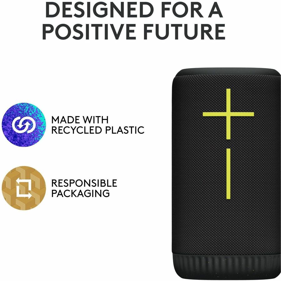 ULTIMATE EARS EVERBOOM Wireless Bluetooth Portable Speaker, Big Bass and Immersive 360-Degree Sound, Floatable Waterproof Speaker IP67, up to 20-Hour Battery and 180 ft (55 m) Range, Black 984-001872